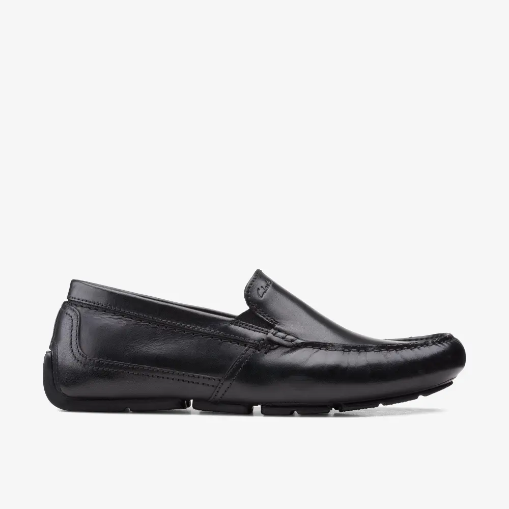 Mens Markman Plain Black Leather Driver Loafers online