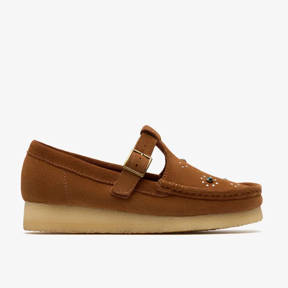 Womens Wallabee T Bar Brown/Orange Suede T Bar Shoes online